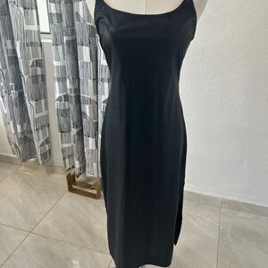 Wild Fable Faux Leather Black Midi Dress